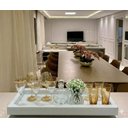 Ver imagem 3 de Bandeja Branca Vidro Luxo Decoração Cozinha Sala Bar 50x25