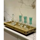 Ver imagem 3 de Bandeja Dourada Espelhada Decoração Cozinha Sala Taças Bar