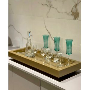 Bandeja Dourada Espelhada Luxo Decoração 40x25