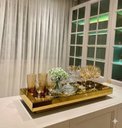 Ver imagem 4 de Bandeja Dourada Espelhada Luxo Decoração 40x25