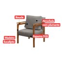 Ver imagem 6 de Kit 2 Poltrona Sala Decorativa Dallas Estofada Boucle Cinza Base Madeira Castanho - Arkell