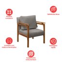 Ver imagem 5 de Kit 2 Poltrona Sala Decorativa Dallas Estofada Boucle Cinza Base Madeira Castanho - Arkell
