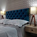 Ver imagem 3 de Cabeceira Estofada Queen Capitonê Suede Liso Azul Royal 160 X 60 cm RBL