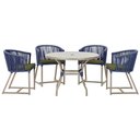 Ver imagem 1 de Mesa com 4 Cadeiras de Jantar Roma 100cm e Noronha em Aluminío Fendi Corda Nautica Estofado 13 Trama