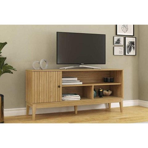 Rack Bancada P/ Tv até 55 Pol Mb 1056 C/ 1 Porta 136cm Mel - Movelbento