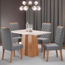 Ver imagem 1 de Mesa de Jantar 4 Lugares Chicago Mel/blonde/veludo Cinza - Panorama Móveis