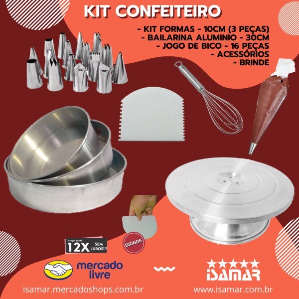 Kit Jogo De Bico Para Confeitar Bolo Inox 16 Peças + Bailarina