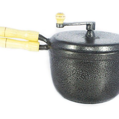 Pipoqueira Alumínio Fundido Craqueada Cabo Madeira N22 Preto