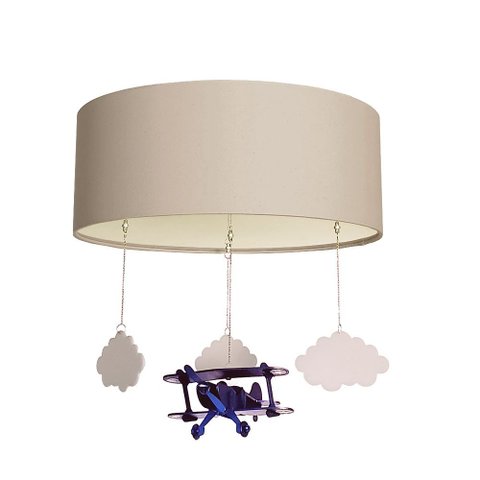 Luminária de Teto Plafon Infantil Avião 40cm:cinza6207