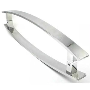 Puxador Curvo Inox Porta 1,5 Metros Pivotante Madeira e Vidro Polido