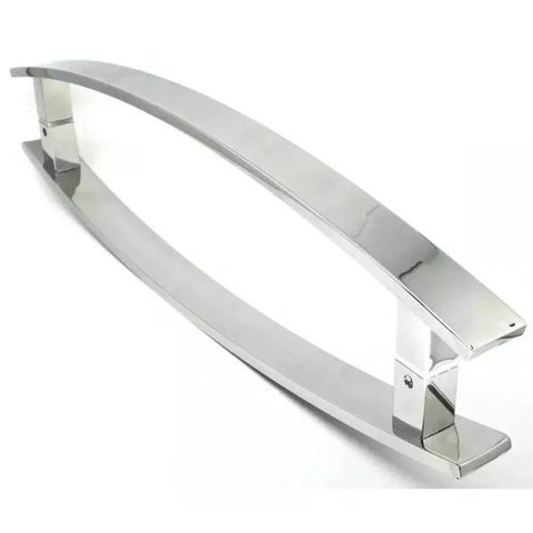 Puxador Curvo Inox Porta 1,5 Metros Pivotante Madeira e Vidro Polido