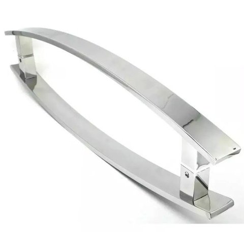 Puxador Curvo Inox Porta 1 Metro Pivotante Madeira e Vidro Polido