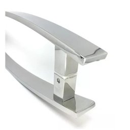Puxador Curvo Inox Porta 1 Metro Pivotante Madeira e Vidro Polido - 2