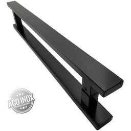 Puxador Inox Porta 1 Metro Pivotante Madeira e Vidro Preto - 2