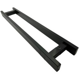 Puxador Inox Porta 1 Metro Pivotante Madeira e Vidro Preto - 1