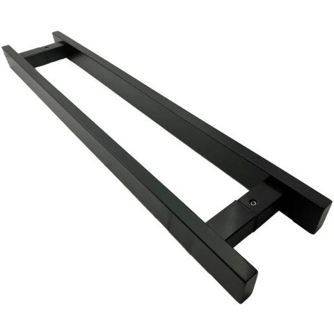 Puxador Inox Porta 1 Metro Pivotante Madeira e Vidro Preto