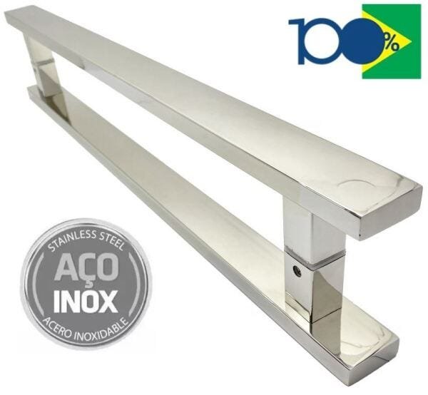 Puxador Inox Porta 2 Metros Pivotante Madeira e Vidro Polido