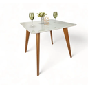 Ver imagem 1 de Mesa de Jantar Tampo Quadrado com Vidro 100cm Branco Branco ****somente a Mesa****