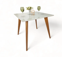 Ver imagem 1 de Mesa de Jantar Tampo Quadrado com Vidro 100cm Branco Branco ****somente a Mesa****