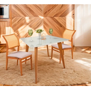 Ver imagem 2 de Mesa de Jantar Tampo Quadrado com Vidro 100cm Branco Branco ****somente a Mesa****