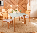 Ver imagem 2 de Mesa de Jantar Tampo Quadrado com Vidro 100cm Branco Branco ****somente a Mesa****