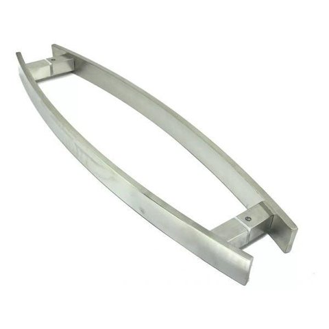 Puxador Curvo Inox Porta 1,2 Metros Pivotante Madeira e Vidro Escovado