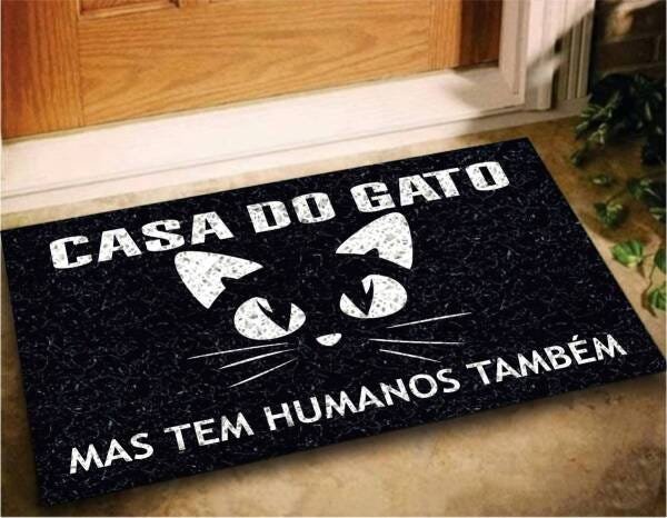 Tapete Capacho Casa Do Gato 60x40 Entrad Decorativo Pet Cat