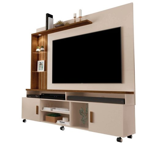 Home Theater para TV até 65 Polegadas 200cm 2 Portas Ocean MDP Off White/Canela Sala