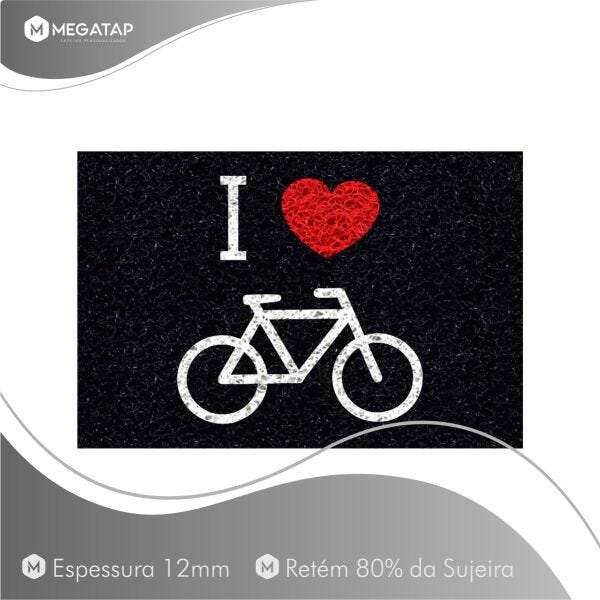 Tapete Capacho Decorativo I Love Bike 60x40 Entrada Porta - 2