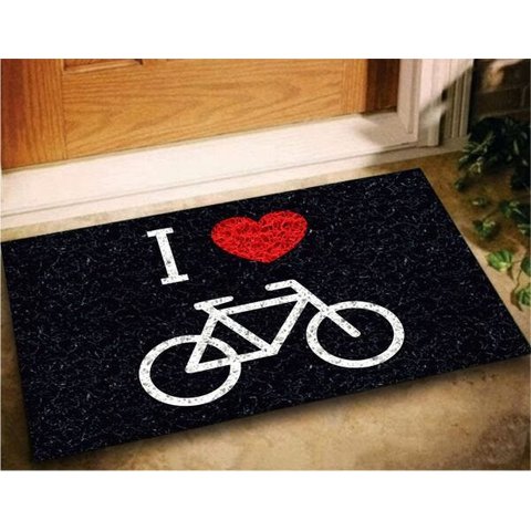 Tapete Capacho Decorativo I Love Bike 60x40 Entrada Porta