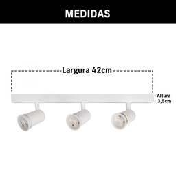 Trilho Eletrificado 3 Spot Led Mr16 Gu10 Direcionável Cor:branco - 7