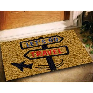 Tapete Capacho Decorativo Lets Go Travel 60x40 Viagem Casa