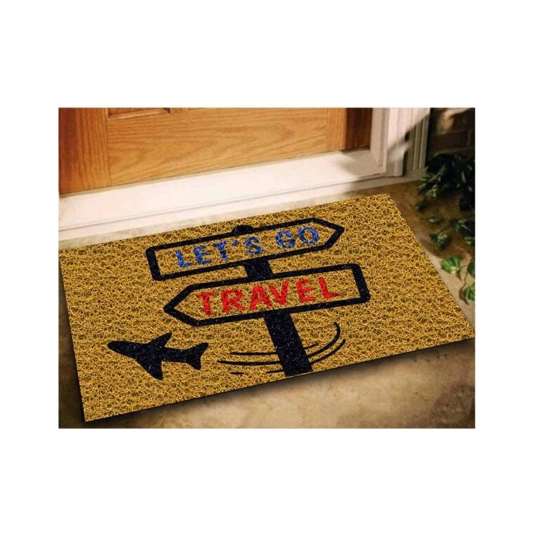Tapete Capacho Decorativo Lets Go Travel 60x40 Viagem Casa