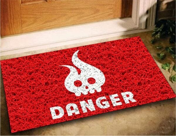 Tapete Capacho Divertido Danger 60x40 Decore Casa Home Porta - 1