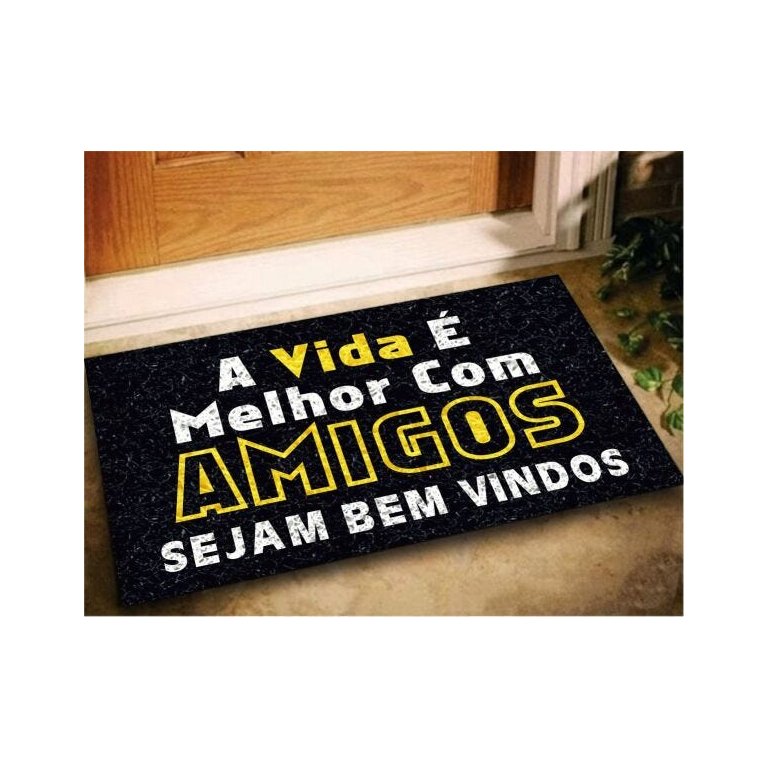 Tapete Capacho Divertido Amigos Bem Vindo 60x40 Entrada Casa