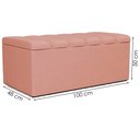 Ver imagem 3 de Cabeceira e Recamier Bau Solteiro 100 Cm Dalia Linho Rose Artte Rose