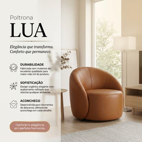 Poltrona Decorativa Orgânica Lua Sintético PU D03 - D’Rossi