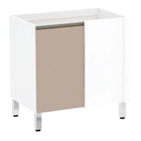 Balcão de Cozinha sem Tampo Canto Reto 80cm 1 Porta Pérola Luciane Móveis