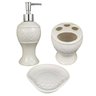 Kit Banheiro Organizador de Acessórios Porcelana Branca Decorativo Prático Retrô Flores 3 Peças - 1