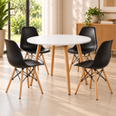 Ver imagem 4 de Conjunto Mesa de Jantar Redonda com 4 Cadeiras Eames Eiffel para Cozinha e Sala de Jantar - Preta