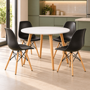 Ver imagem 5 de Conjunto Mesa de Jantar Redonda com 4 Cadeiras Eames Eiffel para Cozinha e Sala de Jantar - Preta