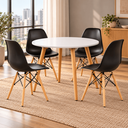 Ver imagem 3 de Conjunto Mesa de Jantar Redonda com 4 Cadeiras Eames Eiffel para Cozinha e Sala de Jantar - Preta