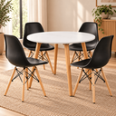 Ver imagem 2 de Conjunto Mesa de Jantar Redonda com 4 Cadeiras Eames Eiffel para Cozinha e Sala de Jantar - Preta