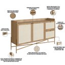 Ver imagem 4 de Aparador Buffet para Sala de Jantar 139cm Industrial Indy A03 Hanover Dourado - Lyam Decor