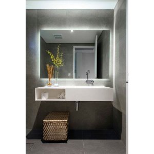 Espelho lapidado bisotê iluminado com LED Frio - 30x60cm