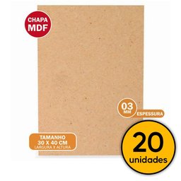 Chapa De Mdf Cru 3mm Placas 30x40 Artesanato 20 Unid. Arte na Arte - 3