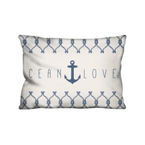 Capa de Almofada Decorativa Âncora Marine Azul 100% Algodão para Sofá - 30x50cm