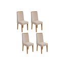 Ver imagem 1 de Kit 4 Cadeiras Sala Jantar Exclusive 4 Un Rovere/Amêndoa/Linho Rinzai Bege - Lopas