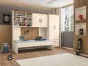 Ver imagem 1 de Quarto Chiara Roupeiro, Modulo Aéreo e Cama - Off White Amadeirado - Phoenix Baby