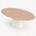 Ver imagem 2 de Mesa de Jantar Cone Oval 137x90 cm Tampo Mármore Travertino Base Laca Off White